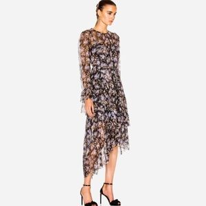 ZIMMERMANN 100% Silk Stranded Tiered Dress Black Floral & Slip NEW - 0 / XS